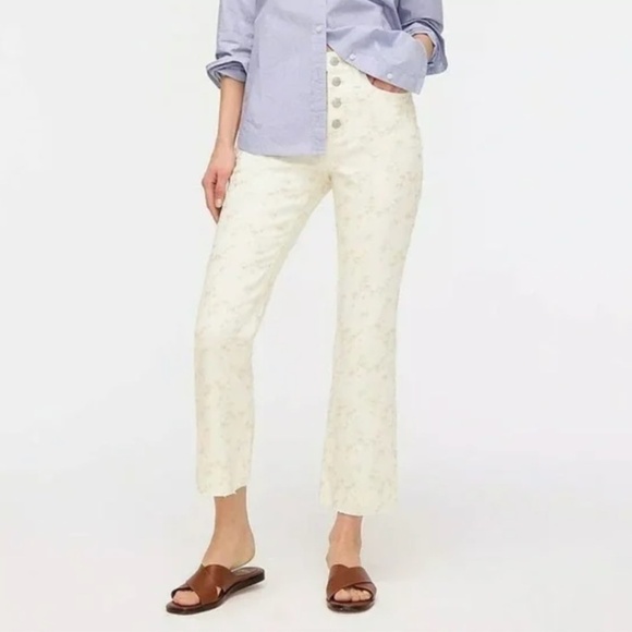 J. Crew Pants - EUC J. Crew 10” Billie Demi Boot Crop Jean in Eyelet Size 28
